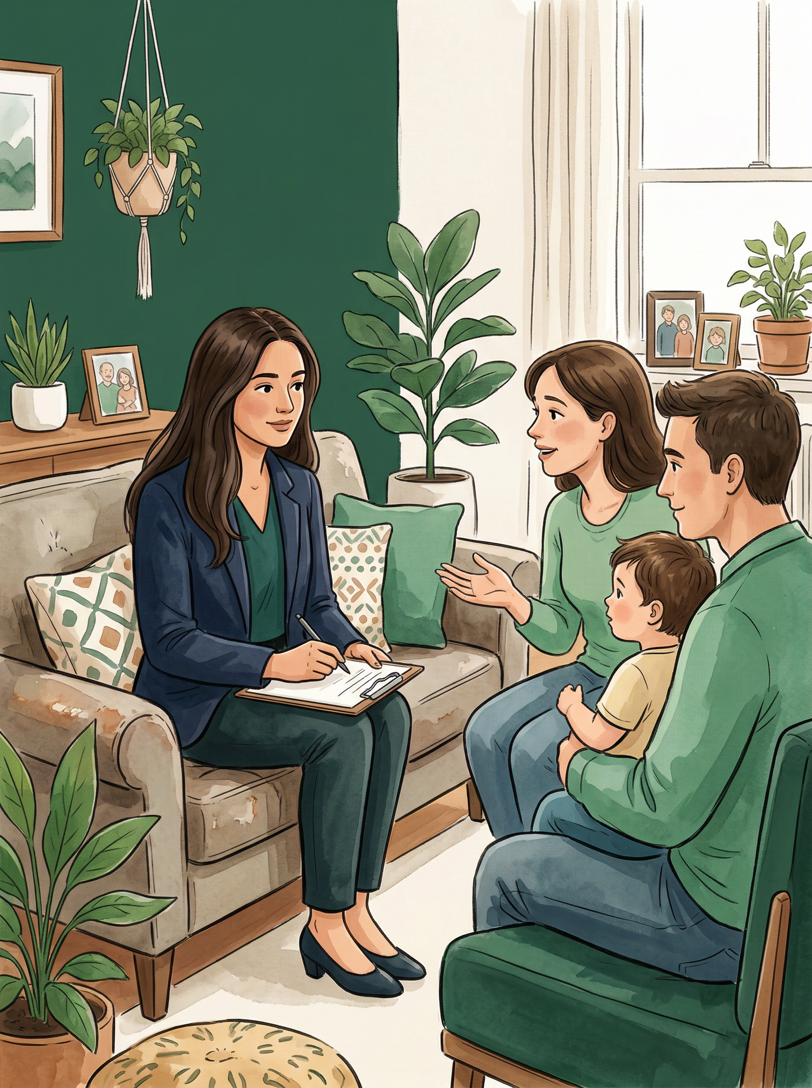 Assistente Sociale con una famiglia